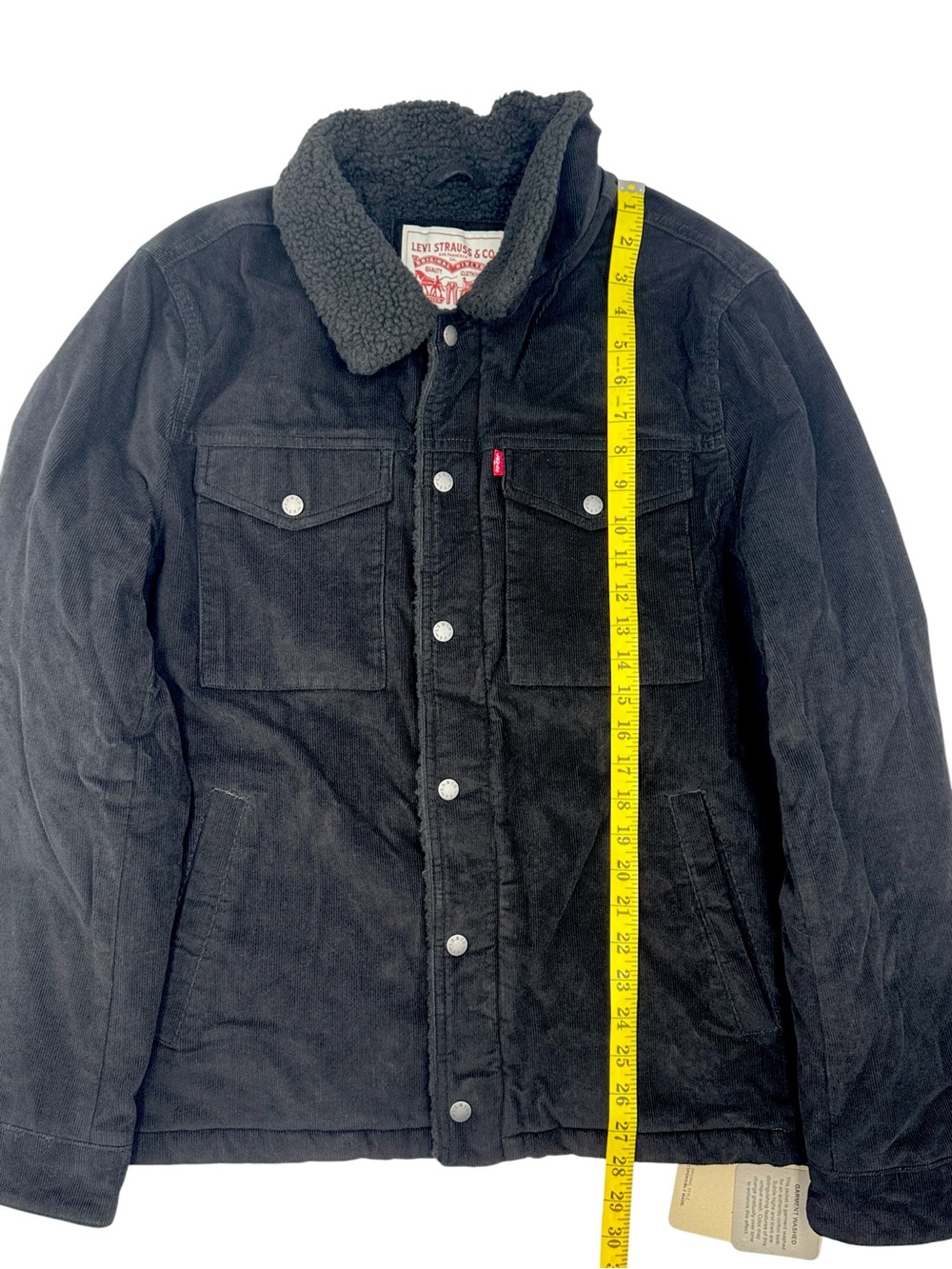 NWT Levi's Men's Black Corduroy Sherpa-Lined Trucker Jacket Size M - Picture 16 of 16